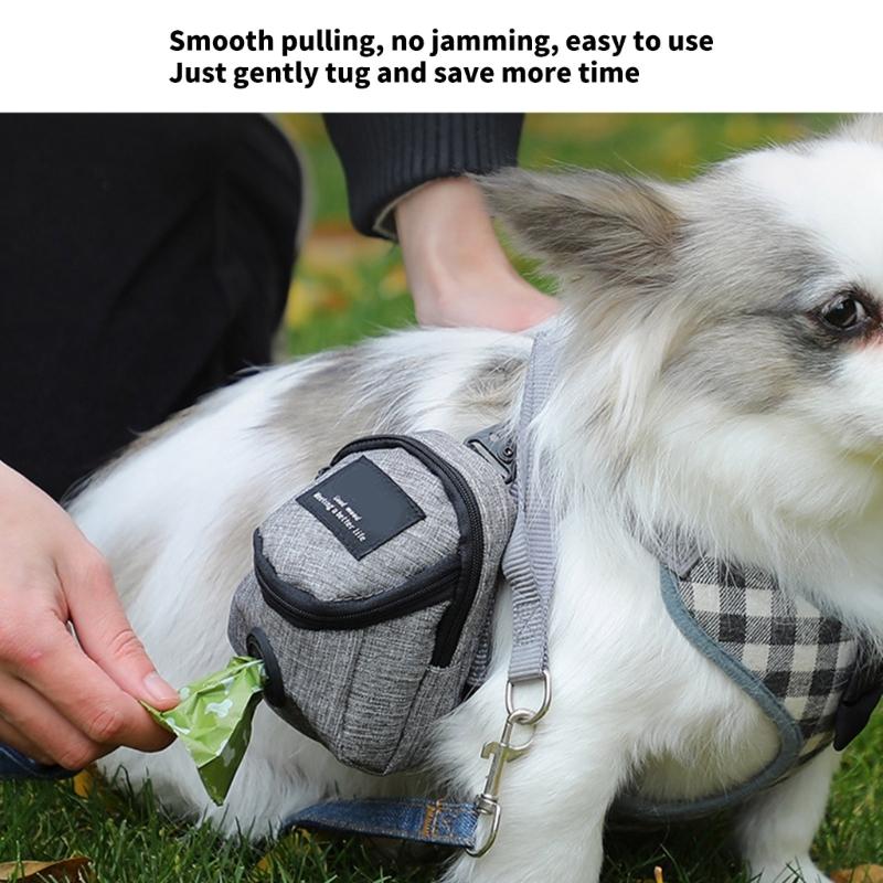 Oxford Fabric Pet Waste Bag Dispenser With Treat Pocket For Dog Convenient Clip On Design Outdoor Walking Essential