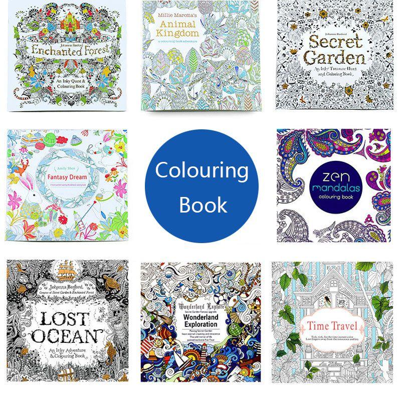 Colouring Adult Kids Book Therapy Stress Relieving Garden Modern Arts Pattern