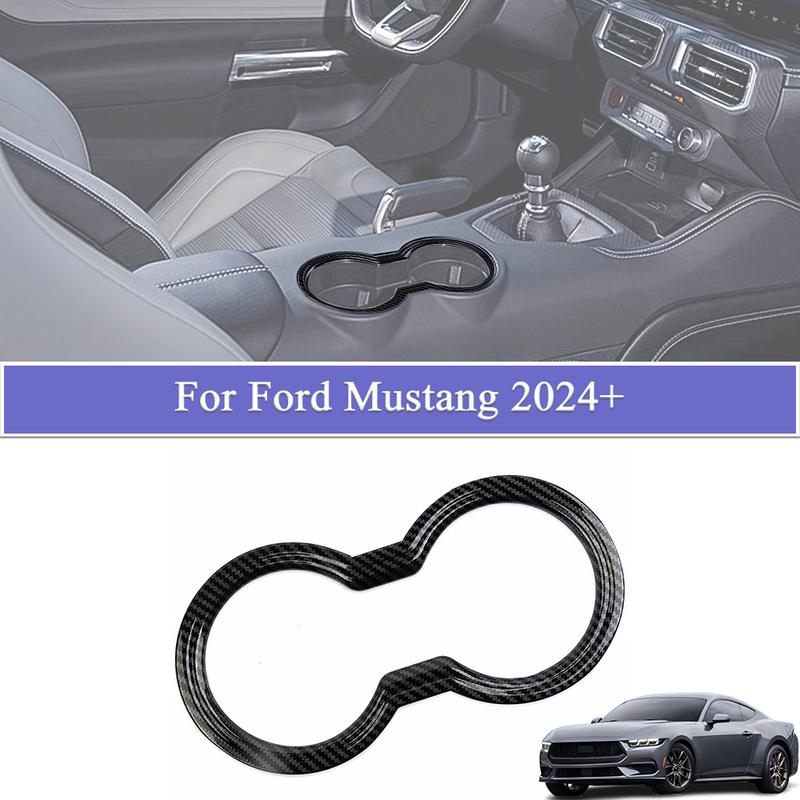Center Console Cup Holder Trim Carbon Fiber For Ford Mustang 2024-2026 Car Styling Interior Mouldings Accessories Modified