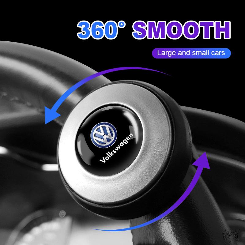 360 Degree Rotating Car Steering Wheel Booster Steering Wheel Knob Ball Emblem For VW Golf Amarok T5 Phaeton ID3 Tiguan T-Cros zg6