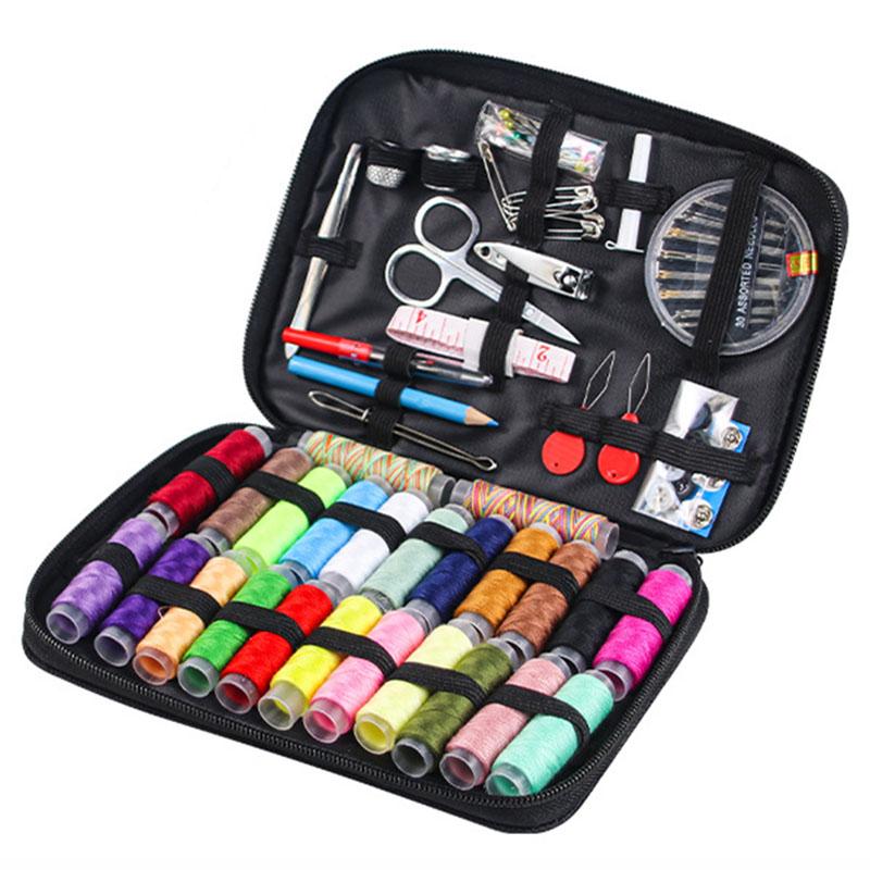 Portable Multi-Functional Household Sewing Kit - Needle and Thread Set with Scissors, Thimble & Needles for DIY Clothing Repair