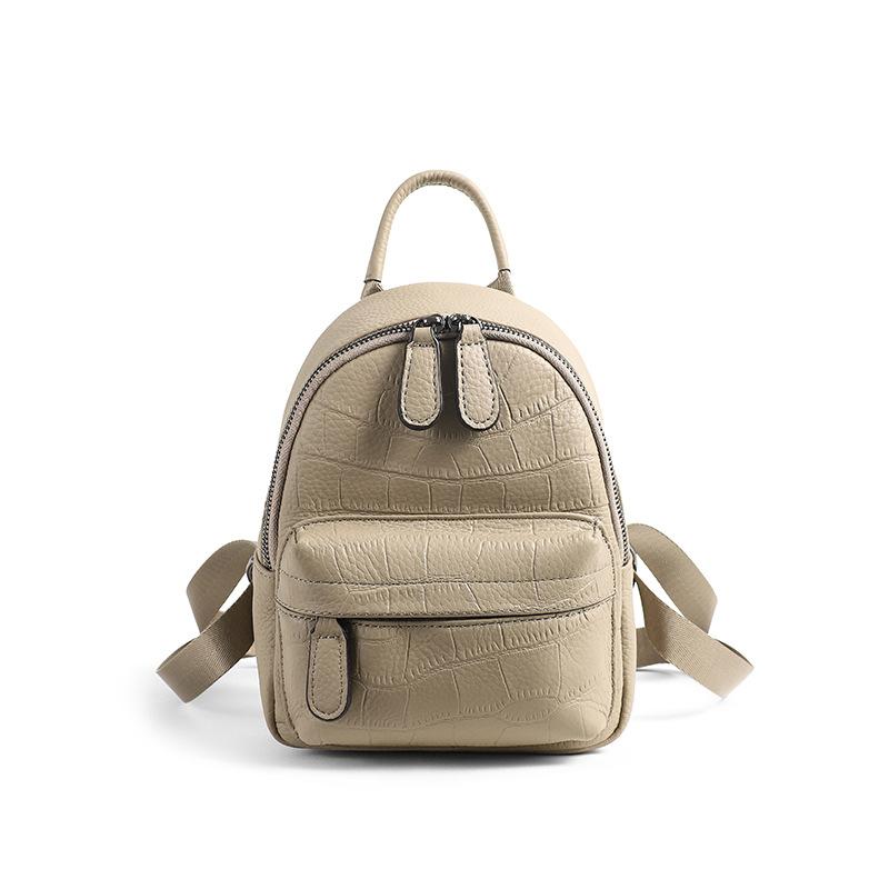 Корейская версия рюкзака с узором под крокодила первый слой коровья кожа мягкая кожа легкий универсальный мини маленький рюкзак модный школьный рюкзак Small серый 9690₽