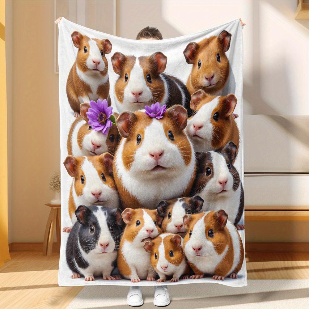 

Rabbit fur flower pattern Flannel printed blanket suitable for all seasons suitable for living room office sofa and travel 75x90cm