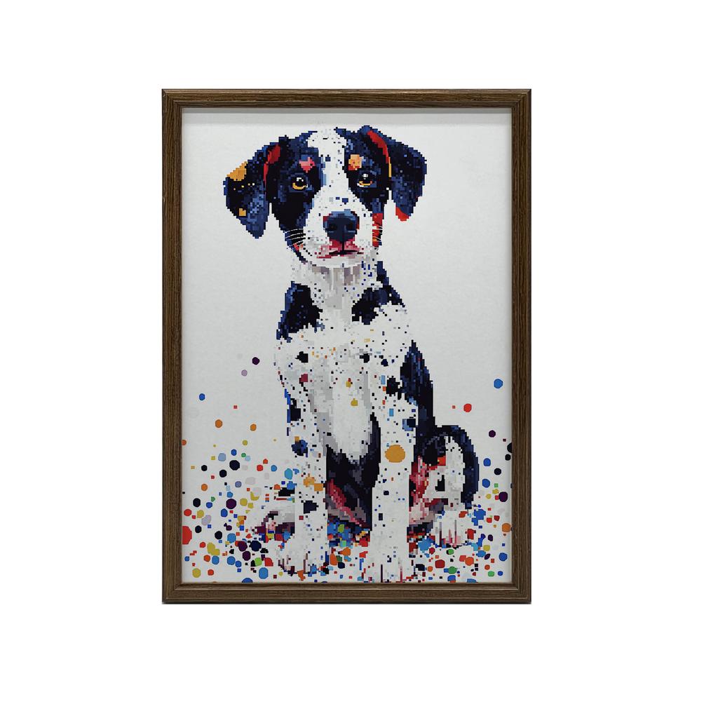 Plakat Z Psem W Kolorowej Mozaice Plakat Z Psem W Kolorowej Mozaice, 30X40 Cm, Rama Aluminiowa Czarna, Papier Matowy 230 Gsm