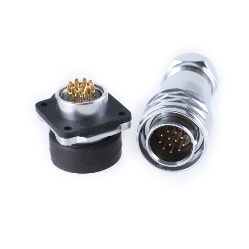 SF2010 Waterproof Industrial Connector SF2013 Female Plug & Male Socket IP67 2Pin To 12Pin For 20mm Panel Mount