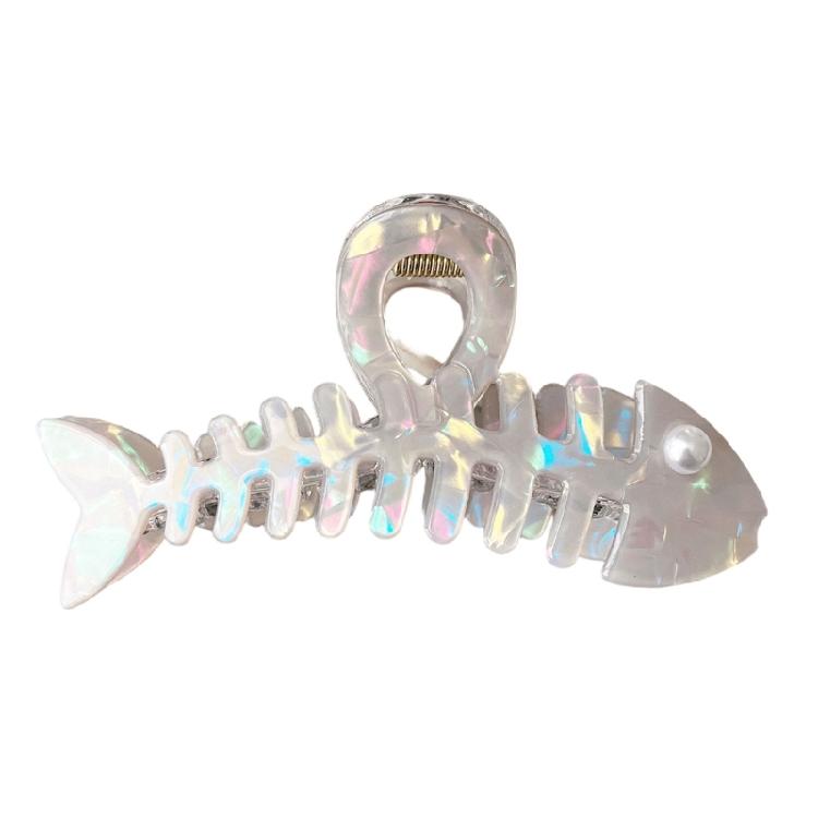 Nacreous Fish Bone Hair Clip Slip Resistant Design Lightweight Hairpin For Women Girls Soft Feel Wear