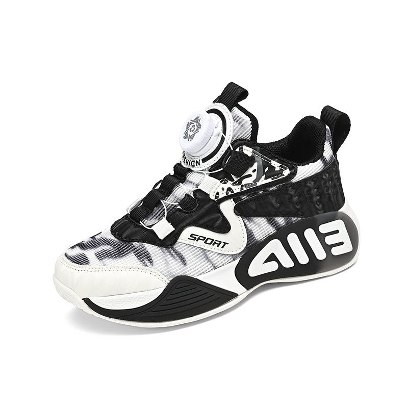 Boys combat non-slip sports shoes  new children's rotary button shock absorbing basketball shoes large children net face