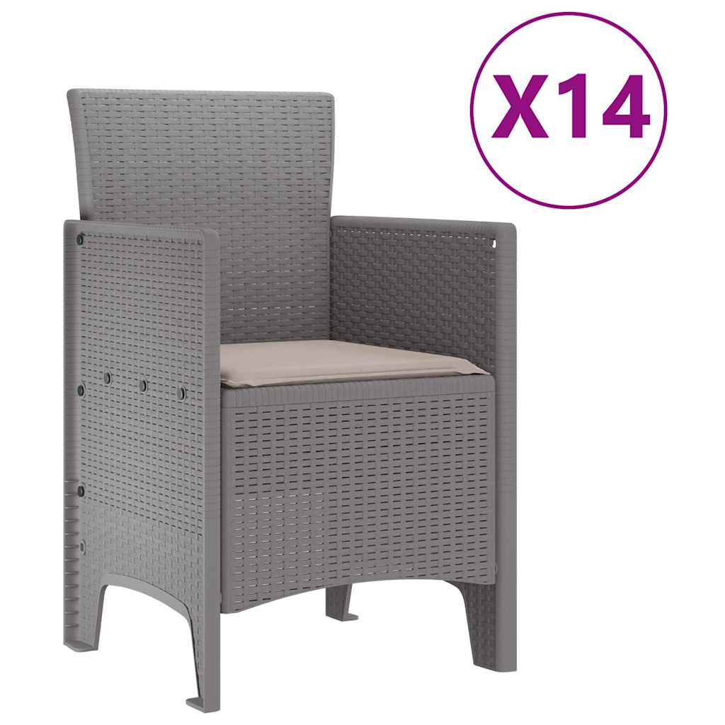 Garden Dining Set 15 pcs Light Grey Poly Rattan