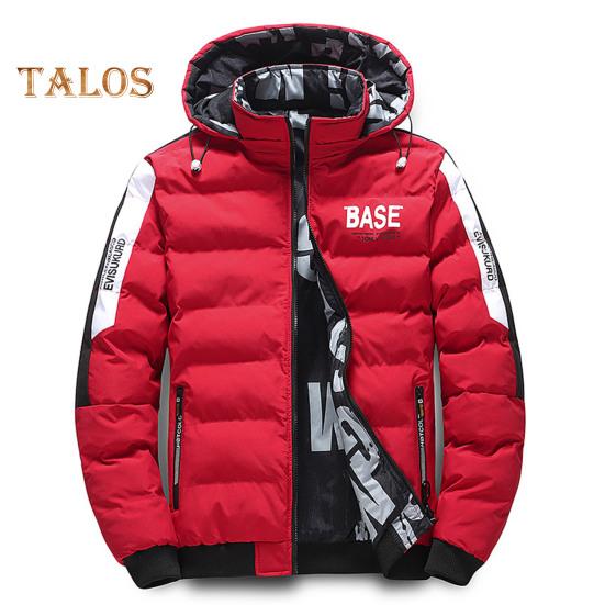 Winter Men Cotton Jacket with Detachable Hood Reversible Zipper Pocket Thickened Windproof Warm Regular Fit Male Casual Cotton Coat Top