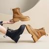 Women's Shoes 2024 Brand Side Zipper Women's Boots Fashion Cross Lacing Office and Career New Round Toe Rivet Mid-Calf Boots
