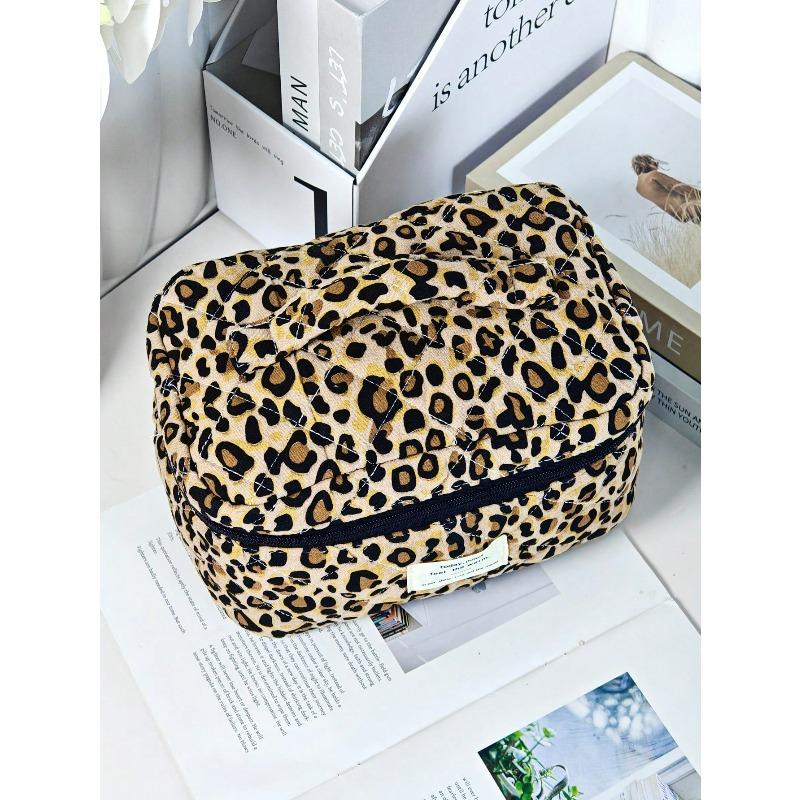 Modische Leopardenmuster Make-up-Organizer-Tasche, Große Kapazität Tragbare Reise-Kulturbeutel, Kosmetiktasche Reise-Kulturbeutel-Organizer