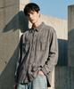 Burkeru Cotton Linen Dyed Long Sleeve Shirt Gray