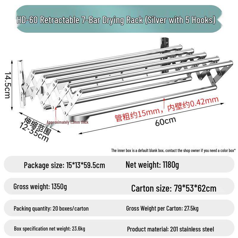 Zusammenklappbarer Teleskop-Handtuchhalter aus Edelstahl: Badezimmer- & Balkon-Wäschetrockner