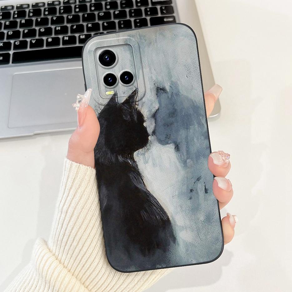 Pour Vivo Y21 Y21s Y21t Coque Vivo Y33s 4G V2109 Mignon Chat Dessin Animé Housse Souple TPU Coque de Téléphone Pour Vivo Y21s VivoY21 V2111 V2110 Sacs