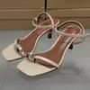 Summer Women's High Heeled Sandals  Trend Open Toe Elegant Suquare Toe Office Ladies Shoes Buckle Strap Female Footwear