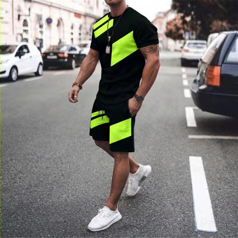 Men's Suit Printed 3D Pattern Summer Casual Breathable Refreshing Sports Suit Oversized Men's Top Y2K Fashion Style