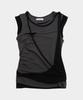 PLACE STUDIO Contrast Side Shirred Strap Sleeveless Layered Set [Charcoal]