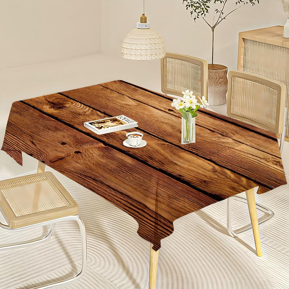 Beautiful Wood Rectangular Tablecloths Washable Wedding Party Kitchen Dining Living Room Birthday Decoration Table