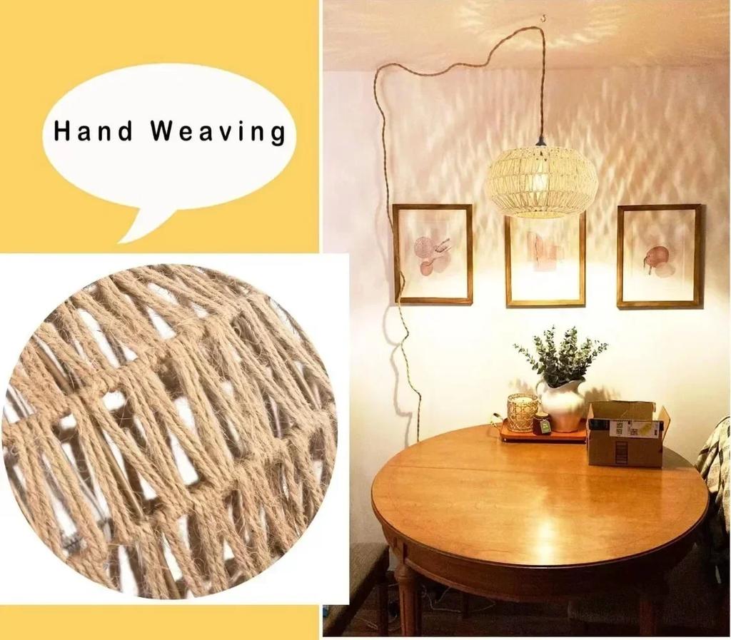 Simulated Rattan Lamp Cover Vintage Chandelier Home Living Room Lampshade Teahouse Pendant Light Decor Lampshade for Floor Lamp