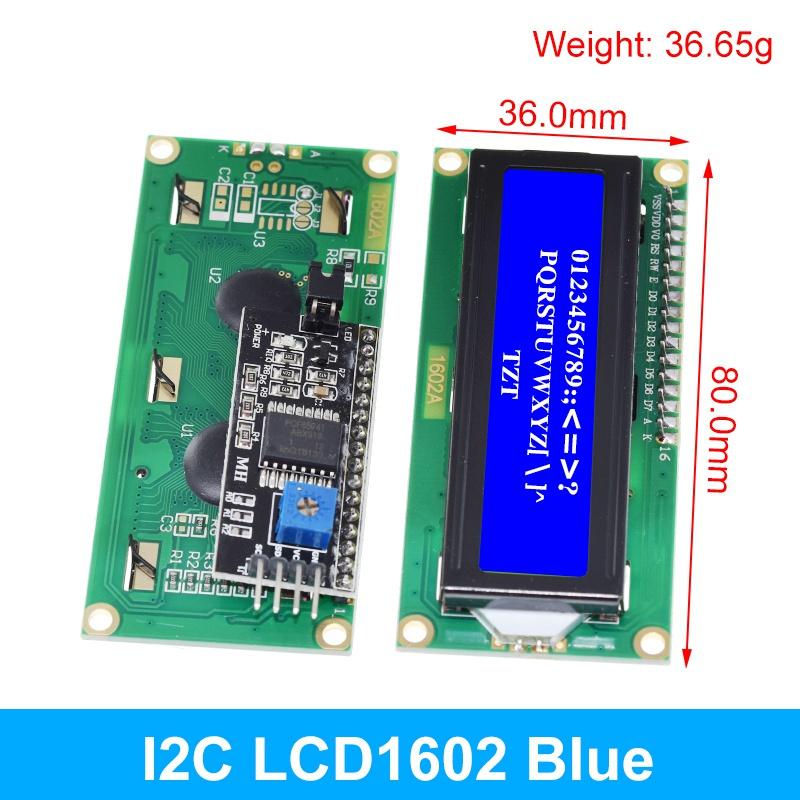 LCD1602 1602 LCD-Modul Blau/Gelb Grüner Bildschirm 16x2 Zeichen LCD-Display PCF8574T PCF8574 IIC I2C Schnittstelle 5V für Arduino