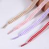 Scalloped Edge Gingham Shoelaces 1.2cm Width Ruffled Plaid Ribbon Laces Multicolor Anti-Slip Knot Decor Strings for Casual Shoes