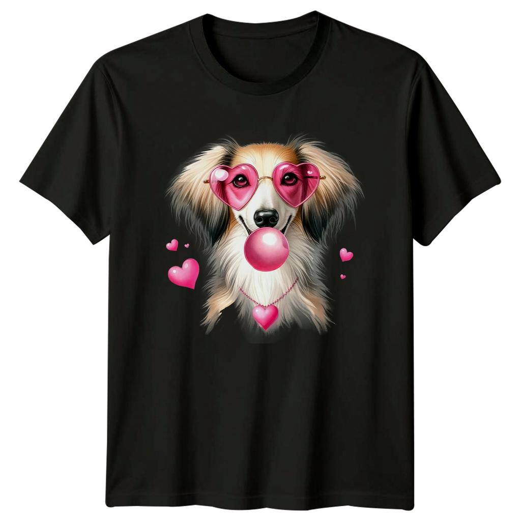 Dog Heart Sunglasses Bubblegum Valentines Day Holidays Unisexs Unisexs Graphic Tee