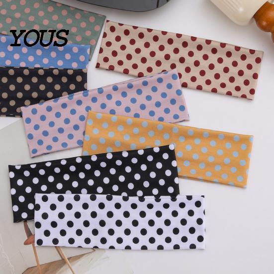 Sweat Absorbing Yoga Headband Retro Polka Dot Headbands for Women, Elastic Soft Hair Bands, Breathable Fitness Cute Stretchy Warp Accessories Workout
