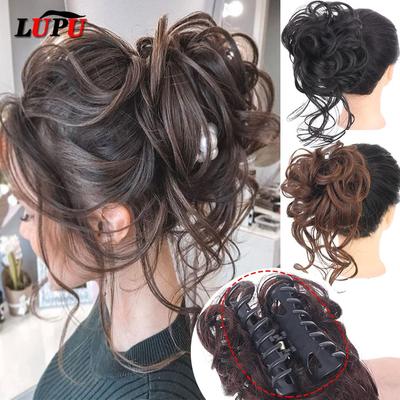 Sentetik Dağınık Kıvırcık Pençe Klip Saç Uzatma Chignon Donut Rulo Postiş Kadınlar Için Isıya Dayanıklı Sahte Saç Topuz