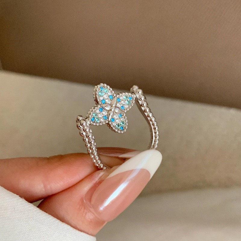 Anello Aperto Elegante Fiore di Zircone - Gioiello di Alta Gamma, Versatile per l'Indice per un Look Semplice e alla Moda