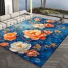 Elegant Fine 3D Peony Floral Pattern Carpet Mat Blue Pink Gold Relief Rug for Living Room Bedroom Hotel Luxury Home Decoration
