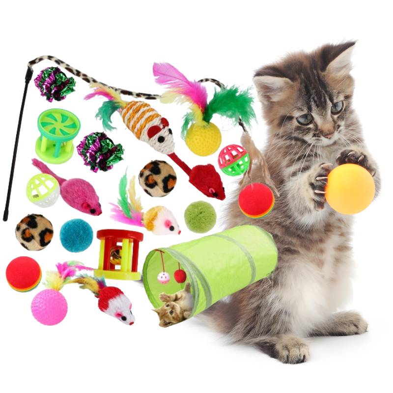 Pet Set Toy Indoor Tunnel Cave Cat Stick Fake Mouse Ball Interactive Supplie
