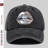pc Silvery Sexy Lips Print Baseball Cap Suitable Sun Hat for SpringSummer Travel Comfortable and Lightweight Adjustable Sna