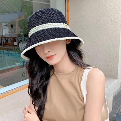 Chapeau de pêcheur pour femme Yousheng Design ajouré Chapeau de protection solaire Large bord Chapeau bob tressé Accessoire d'été