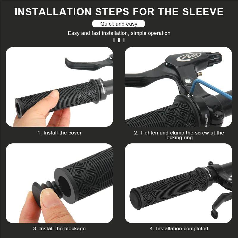 RIDERACE Bicycle Handlebars Grips TPR Rubber Ergonomic Mountain Mtb Bike Handle Bar Bmx Steering Grip Anti-skid Comfy Bar Ends