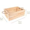 Boîte de rangement - CREATIVE DECO - Caisse en Bois Noël Naturel - 42 x 29 x 16 cm - Poignées en Corde de Jute