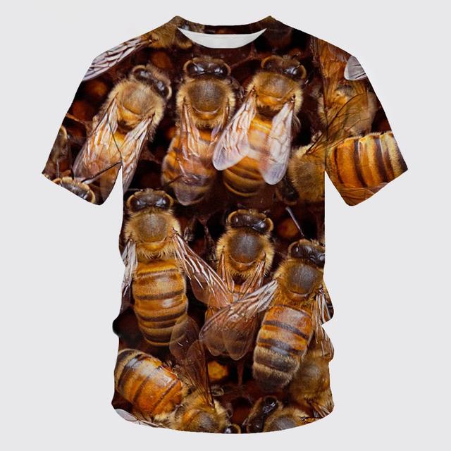 Summer Fashion Casual Honeybee graphic t shirts Men 3D Trend Printing Personality harajuku Round Neck Short Sleeve Tees Tops