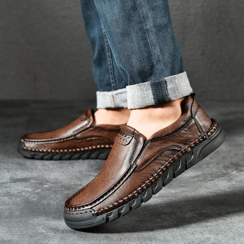38-46 HOHO FAIR Spring/Fall Outdoor Leather Shoes Mens Car Driving Shoes Leather Large Size Ankle Boots Casual Shoes