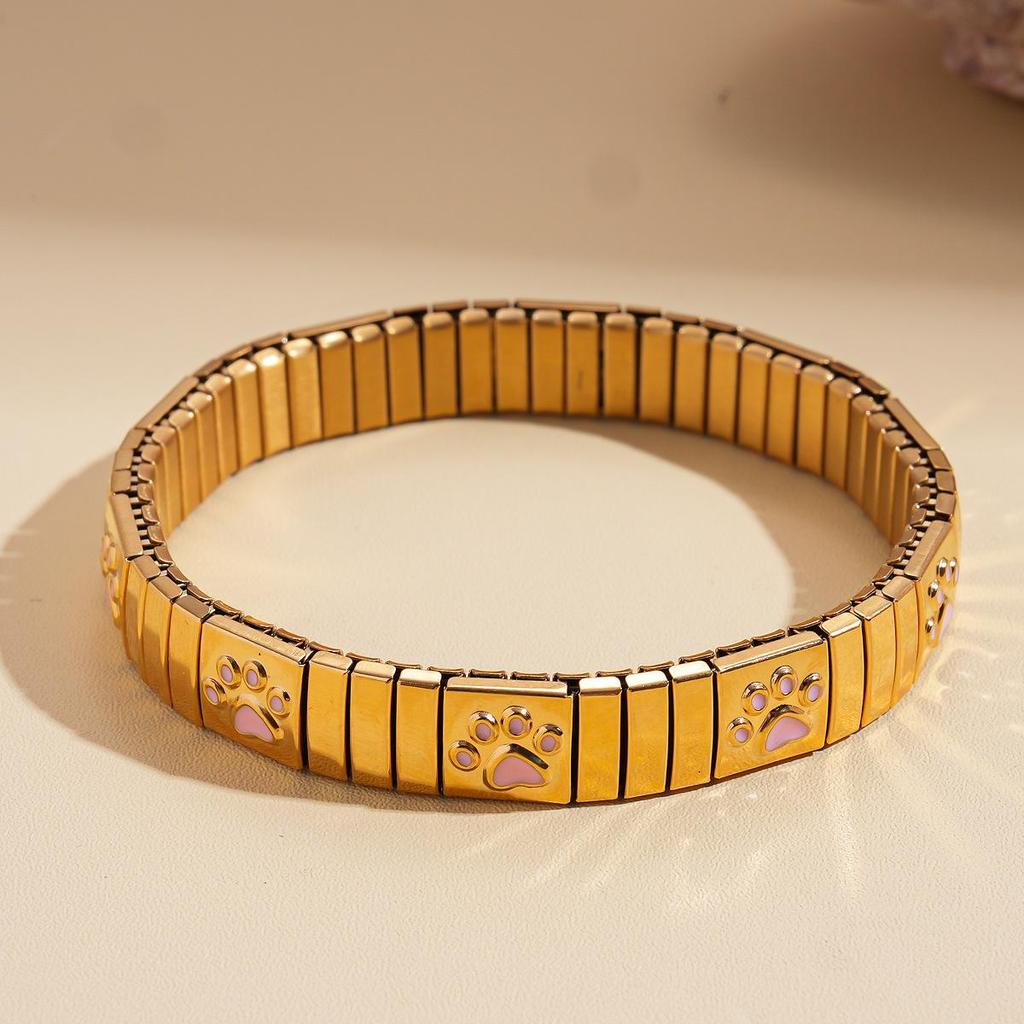 Stainless Steel Cat Paw Drip Oil Bracelet - Fashionable, Versatile, and Unique Design
