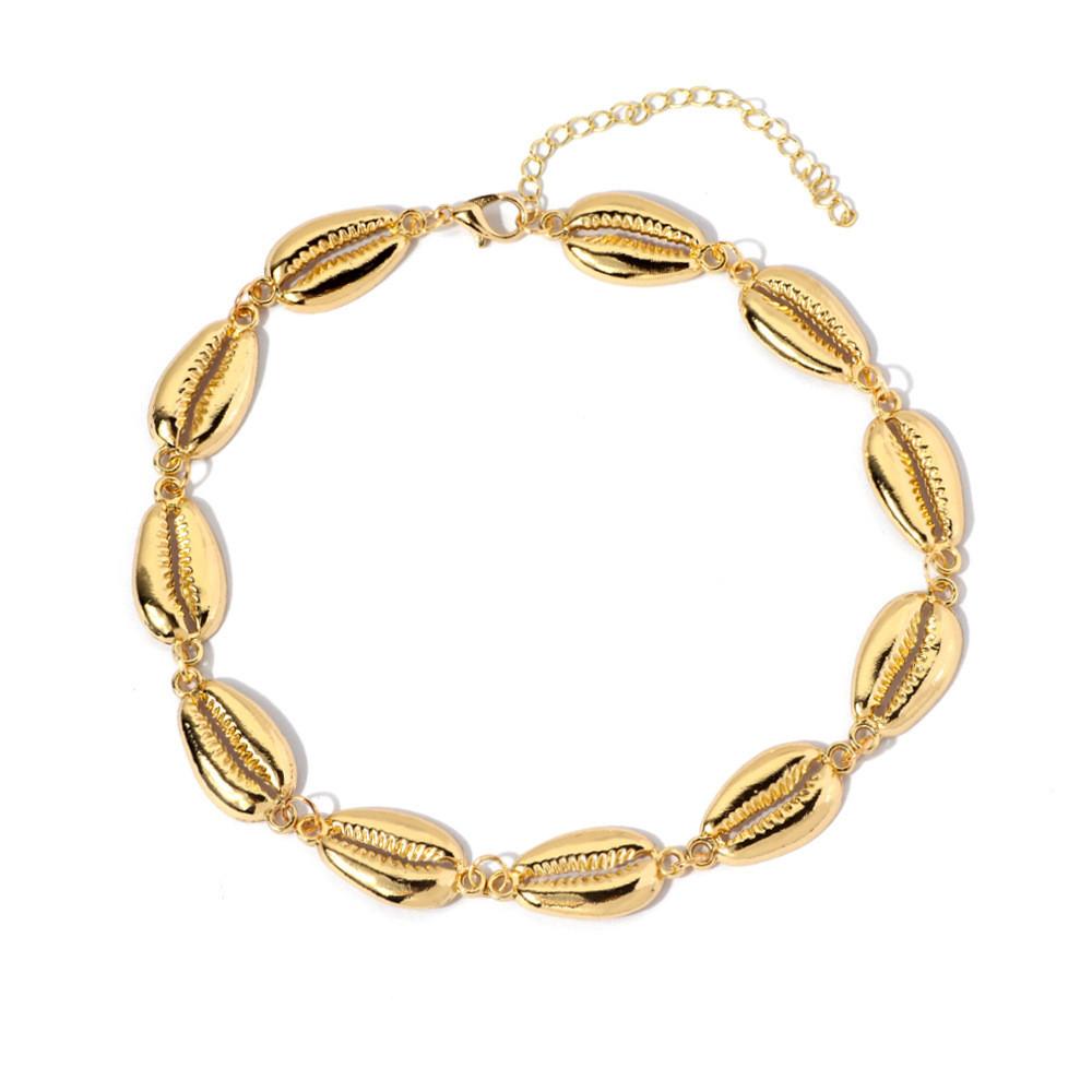 Fashionable Gold Choker Necklace With Shell Motif Ideal For Special Occasions