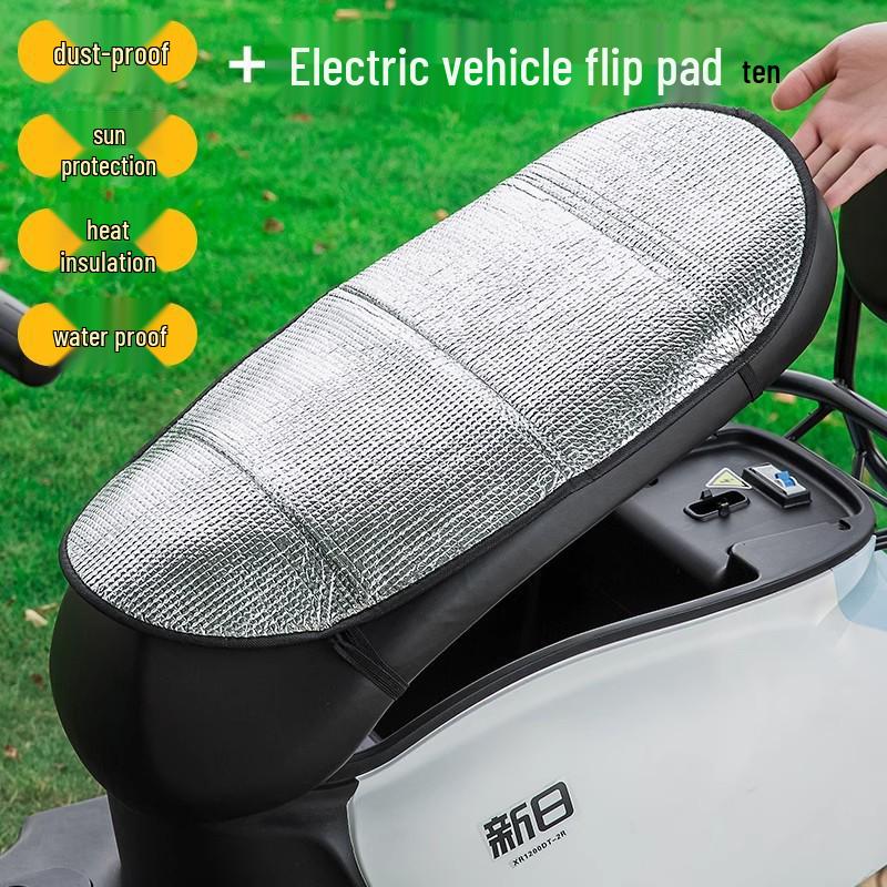 Universal Waterproof Motorcycle Seat Cover: Sun Protection, Heat Insulation, Anti-Scald, Flip-Up Cushion