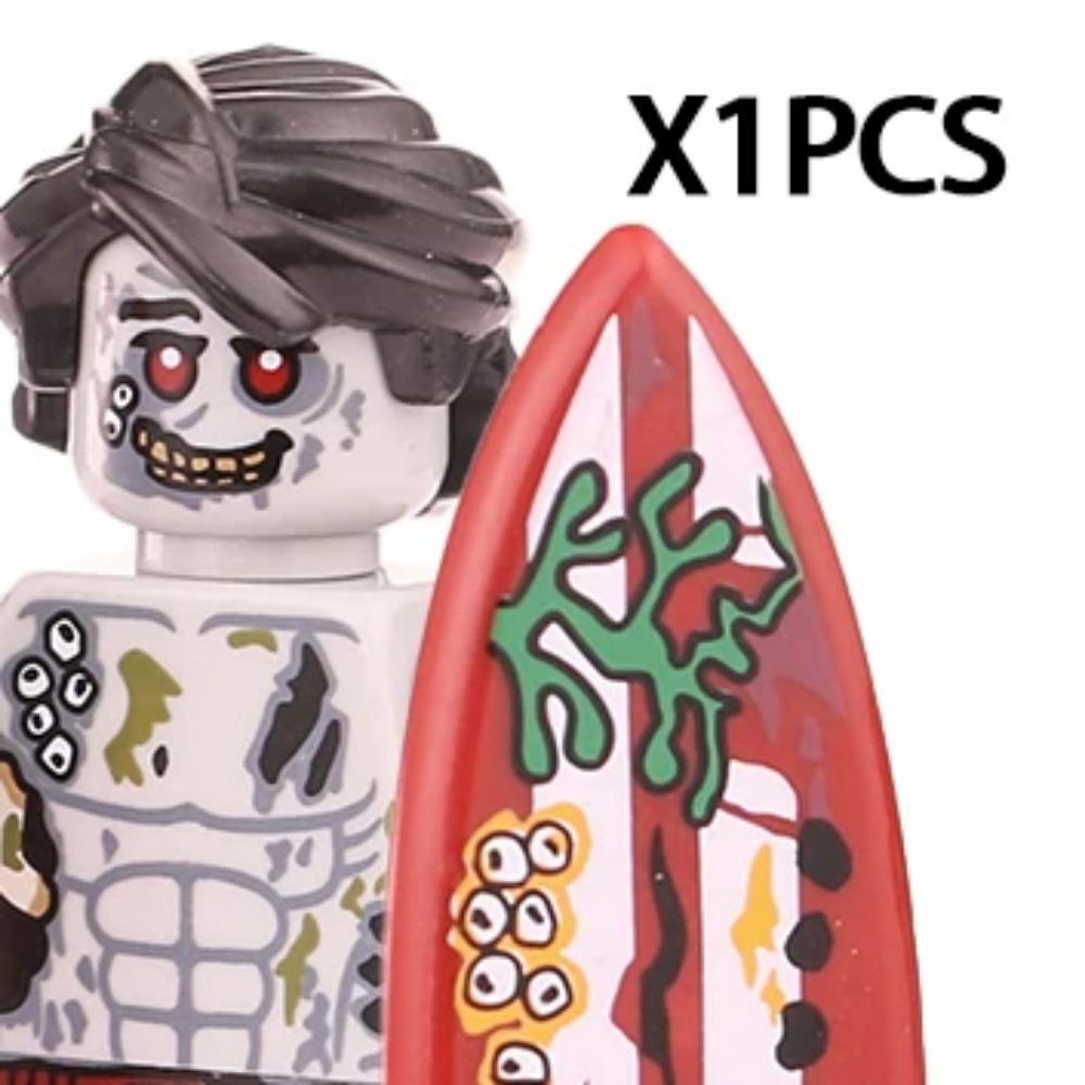 MOC Halloweenské Zombie Figurky Stavební Kostky Dvojitá Hlava Křivý Krk Příslušenství Kostky Hračky Dětský Dárek