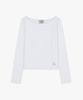 Liomeu Cross Pintuck Boat Neck Long Sleeve Tee_White : Radiant159