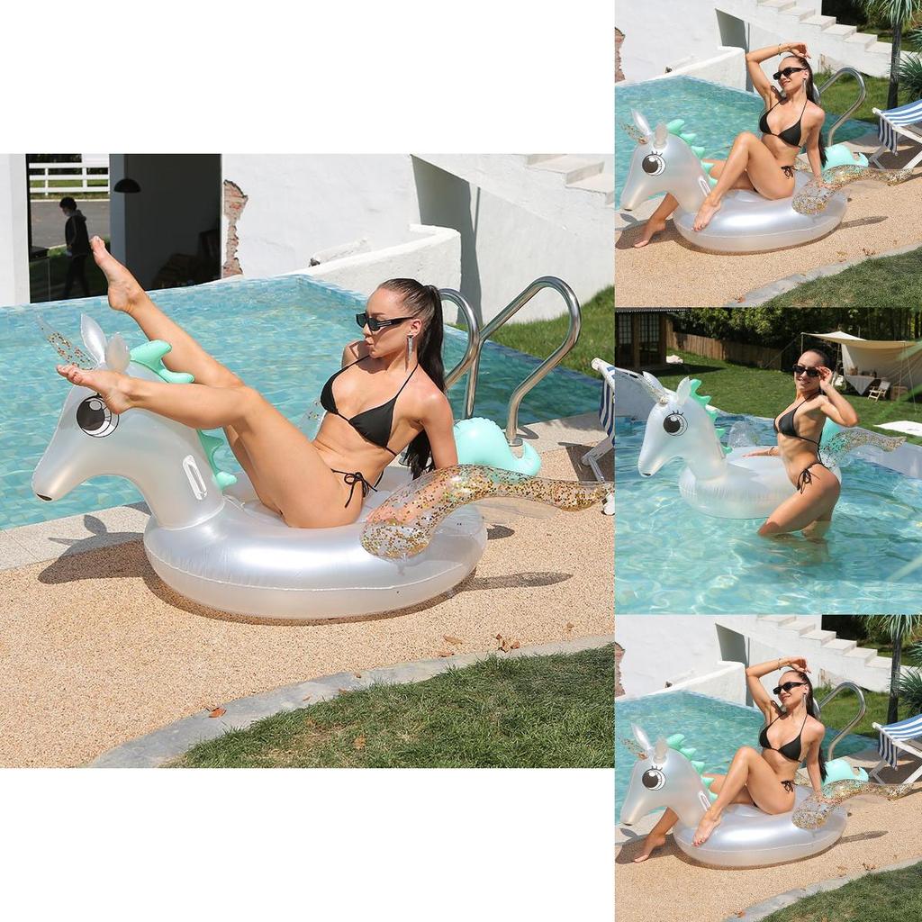 Shiny Gold Pegasus Ride-on Pool Float Pvc Lounge Chair