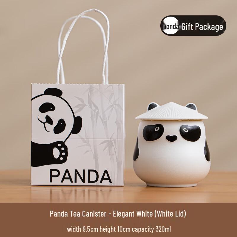 Elegant Panda Ceramic Tea Storage Jar