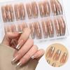 120Pcs/Box Nude Gold French Press On Nails 12Sizes Extra Trapezoid Full Cover Soft Gel False Nail Tips For Nail Extension