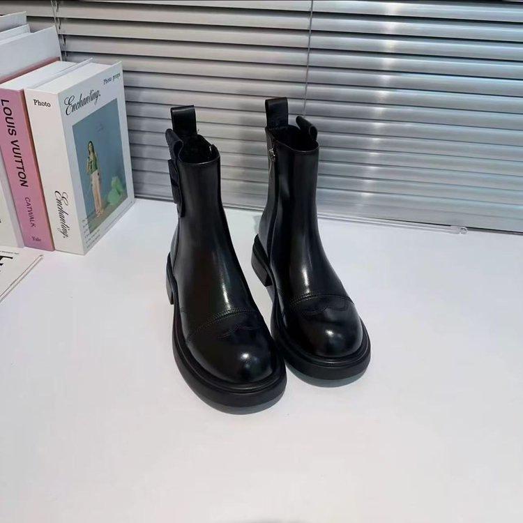 Popular bottom cigarette tube thin boots thin Chelsea short boots 2025 autumn and winter new thick-soled zipper British Martin boots