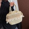 Yogodlns Women Straw Woven Bag Straw Tote Bag Large Capacity Weaving Shoulder Purse with Lace Woven Shopping HandBag Summer Beach Clutch