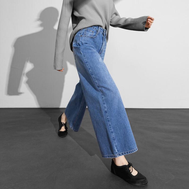 Demana Women s High-Waist Cropped Wide-Leg Cotton Jeans XL