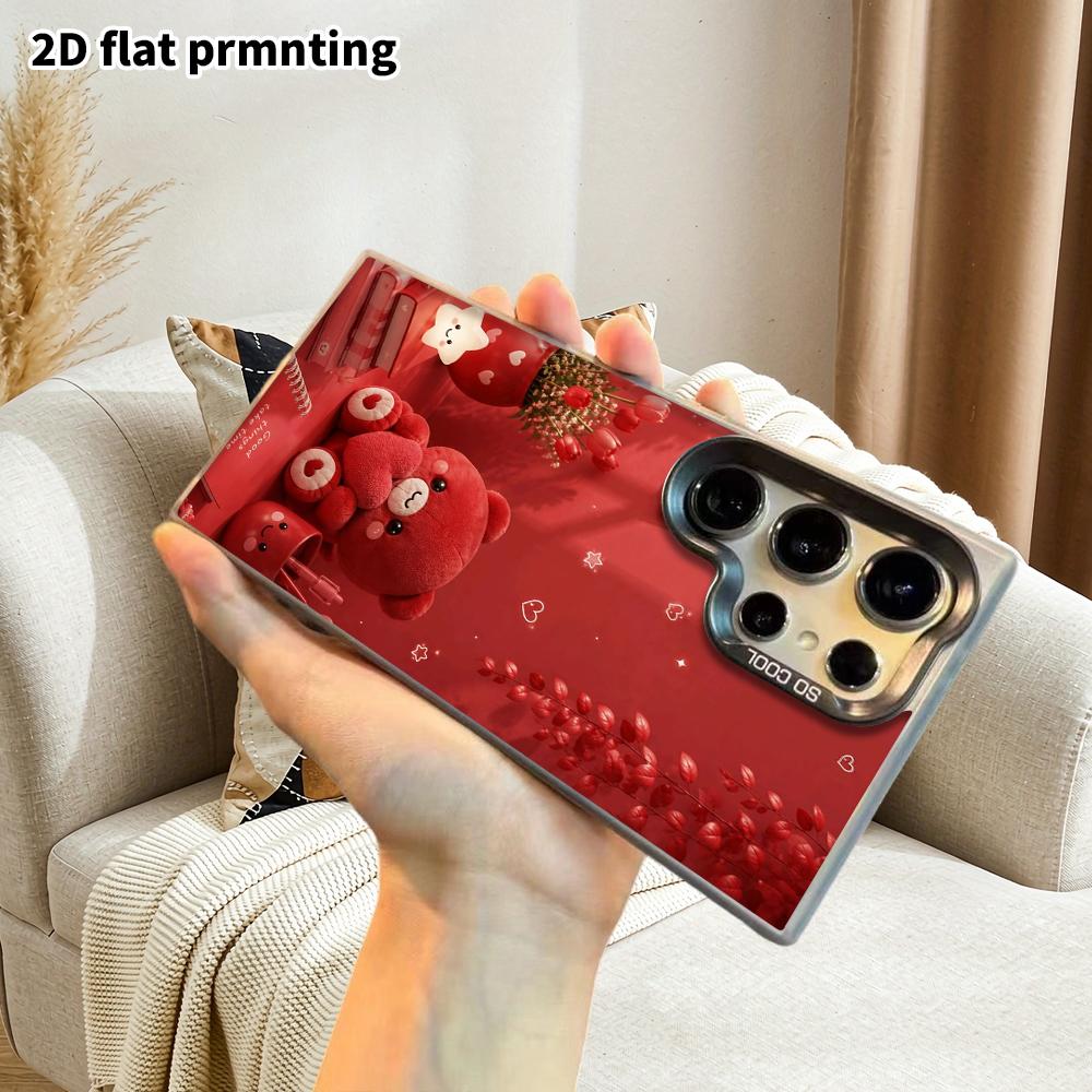 Phone Case: 2D Flat Samsung Galaxy A34 A35 M05 M06 S20 S22 S21 FE Plus 5G Protective Case, Couple Style, Red Little Bear, Christmas and Halloween Gift