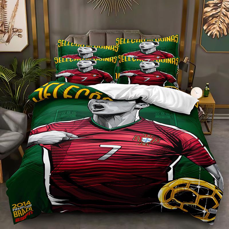 Ronaldo Messi 3D Print Football Star Duvet Cover & Pillowcase Set